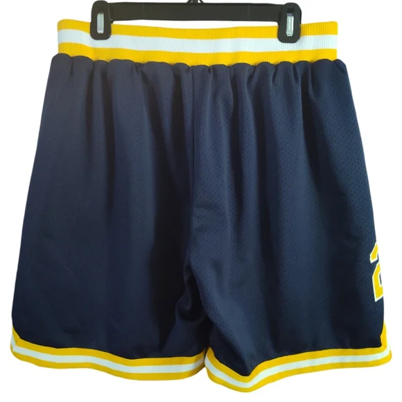 Custom Navy Gold-White Authentic Throwback Basketball Shorts - Picture 5 of 8
